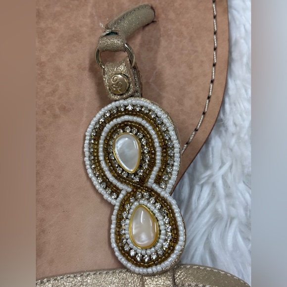 Lilly Pulitzer Gold Sandals with Beaded Accents - Picture 8 of 9